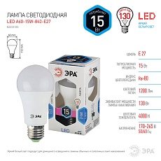 Лампа светодиодная ЭРА E27 15W 4000K матовая LED A60-15W-840-E27 Б0033183 2