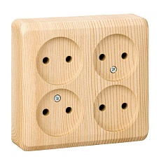 Розетка четырехместная 2К Systeme Electric Этюд 16A 250V сосна PA16-205D