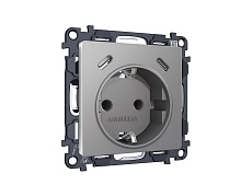 Комплект механизма электрической розетки 2USB С+C 20W с/з на винтовых зажимах 16A-250V Ambrella Volt ALFA Сталь матовый QUANT (AP5105, VM165) MA510510