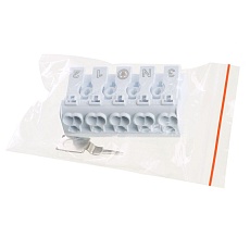 Клемма монтажная с/з Stekker для подключения фазных проводников, 5 контактных групп (3 ввода, 3 вывода на полюс), LD294-5105 32959 3