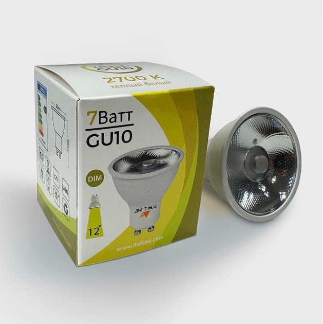 Лампа светодиодная диммируемая Italline GU10 7W 2700K матовая HL GU10/7W/2700K DIM Фото № 1