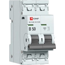 Автоматический выключатель 2P 50А (B) 6кА ВА 47-63N EKF PROxima M636250B