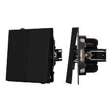 Механизм выключателя двухклавишный проходной SWT-TENDO-MKP2-SFPL-BK (230V, 10A) Arlight 054553