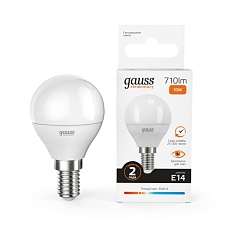 Лампа светодиодная Gauss E14 10W 3000K матовая 53110 3