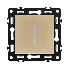 Выключатель 1-клавишный 10А/250В с LED подсветкой, золотой Kollinger Asthetik AS-007GD