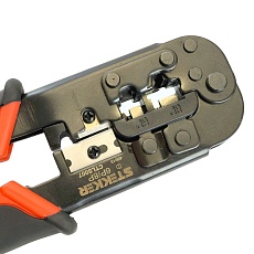 Кримпер Stekker CTLS007 для обжима RJ разъемов RJ-45 (8P8C), RJ-12 (6P6C) и RJ-11 (6P4C и 6P2C), черный, красный 49613 2