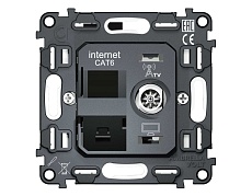 Механизм розетки компьютерной + TV оконечной RJ-45 (8P8C) AMBRELLA VOLT VM VM195 3