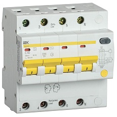 KARAT Дифференциальный автомат АД14S 4P 40А 100мА тип AC IEK MAD13-4-040-C-100