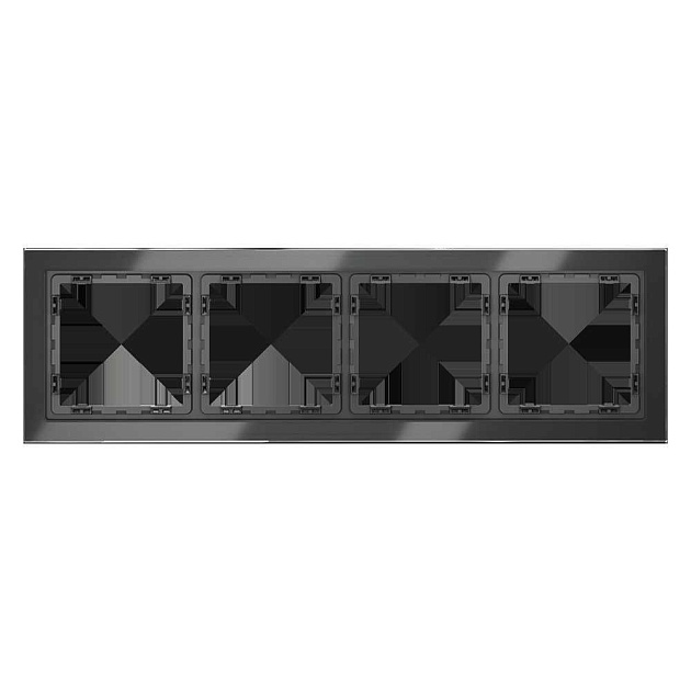 Рамка стеклянная Voltum S70 на 4 поста, (графит, стекло) VLS110407 Фото № 1