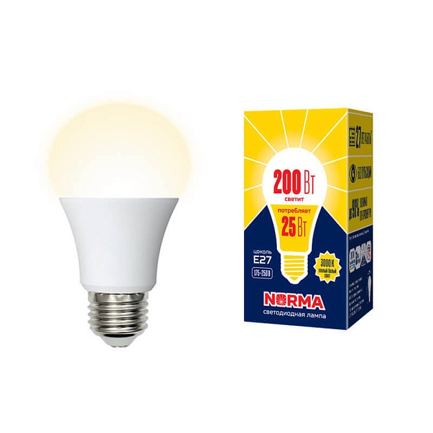 Лампа светодиодная E27 25W 3000K матовая LED-A70-25W/3000K/E27/FR/NR UL-00004469 фото 