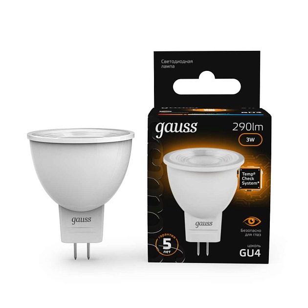 Лампа светодиодная Gauss GU4 3W 3000K матовая 132517103 Фото № 4