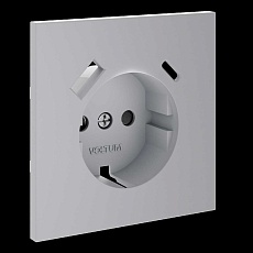 Накладка для розетки с заземлением и защитными шторками, с USB A+C, S70 (серый) Voltum VLS001016 2