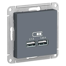 Розетка 2хUSB Systeme Electric AtlasDesign Type A+A грифель ATN000733