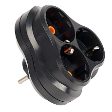 Разветвитель сетевой 3-местный с/з Stekker ADP16-23-21, 250V, 16A, ABS пластик, черный 50682 4