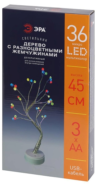 Светодиодная новогодняя фигура ЭРА ЕGNID - 36M дерево с разноцветными жемчужинами 36 LED Б0051948 фото 2