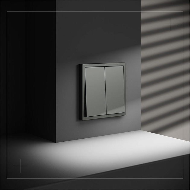 Выключатель с самовозвратом встраиваемый Voltum S70 двухклавишный 10А, (титан) VLS020606 Фото № 6