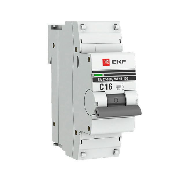 Автоматический выключатель 1P 16А (C) 10kA ВА 47-100 EKF PROxima mcb47100-1-16C-pro Фото № 1
