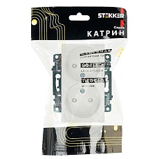 Розетка двойная 2P Stekker Катрин со шторками белый GLS10-7113-01 39573 2