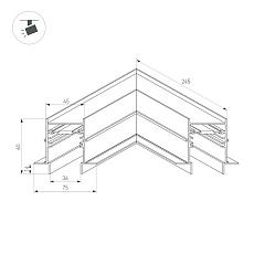 Коннектор угловой для магнитного шинопровода Arlight MAG-CON-4560-FDW-L90 (BK) 034681 1