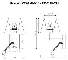 Бра Arte Lamp Elba A2581AP-2CC 1