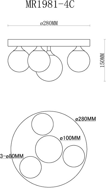 Потолочная люстра MyFar Cross MR1981-4C Фото № 2