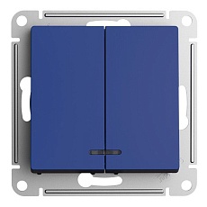 Выключатель двухклавишный Systeme Electric AtlasDesign 10A 250V с подсветкой аквамарин ATN001153 1