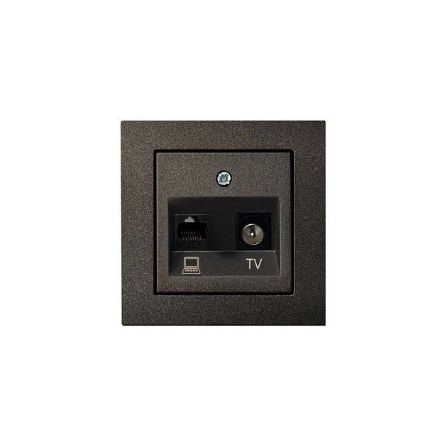 Розетка RJ45/TV Liregus Epsilon антрацит 28-113 изображение 1 Розетка RJ45/TV Liregus Epsilon антрацит 28-113 Фото № 1