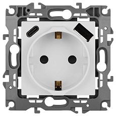 Розетка ЭРА Серия 12 12-4108-01 2P+E 16A-250В со шторками с USB type-A+C 5В-3А белый Б0067752