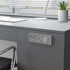 Выключатель двухклавишный Werkel (cеребряный рифленый) W1122009 4690389159626 2