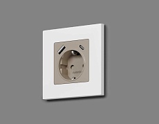Комплект механизма электрической розетки AMBRELLA VOLT ALFA Серо-бежевый матовый 2USB A+C 20W (быстрая зарядка) с/з QUANT (AP3700, VM160) MA370010 1
