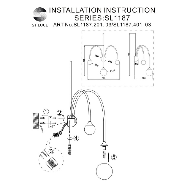 Настенный светильник ST Luce Vive SL1187.201.03 Фото № 6