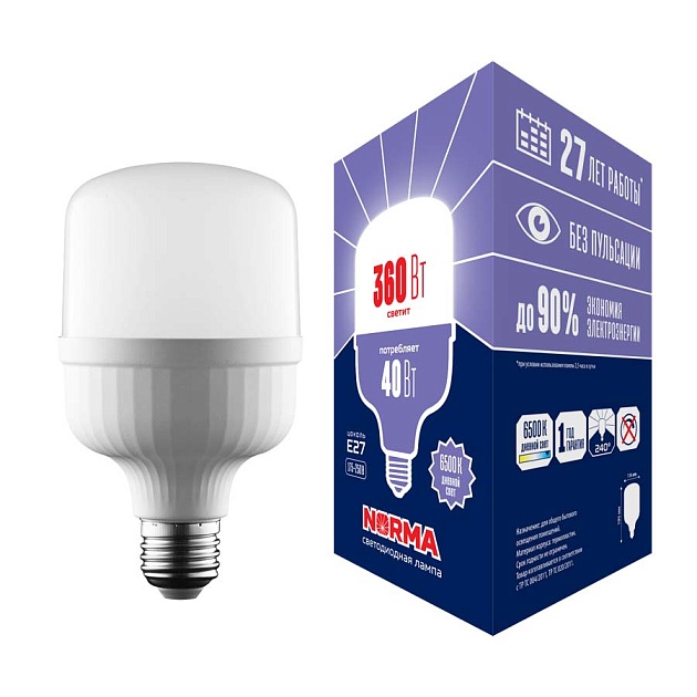 Лампа LED сверхмощная Volpe E27 40W 6500K матовая LED-M80-40W/6500K/E27/FR/NR UL-00006790 фото 