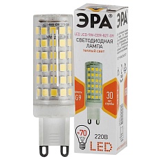 Лампа светодиодная ЭРА G9 9W 2700K прозрачная LED JCD-9W-CER-827-G9 Б0033185 1