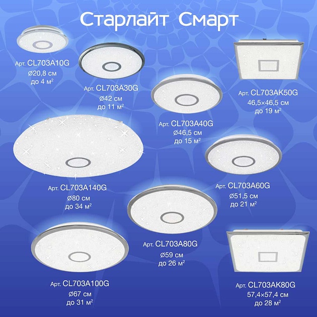 Потолочный светодиодный светильник Citilux Старлайт Смарт CL703A100G Фото № 13