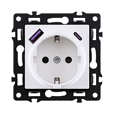 Розетка штепсельная SCHUKO 16A/250 В с USB A+C 20W, белый Kollinger Asthetik AS-016WH