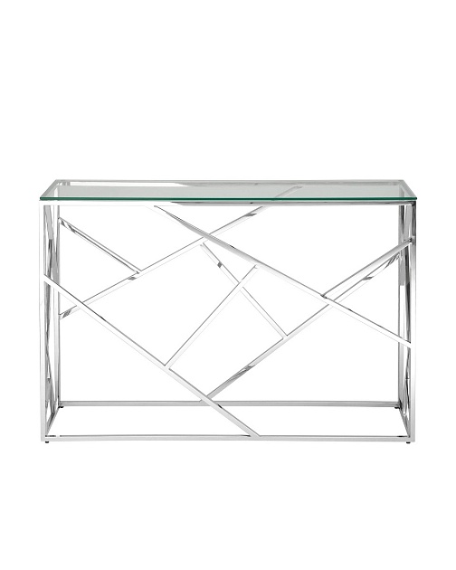 Консоль Stool Group АРТ ДЕКО 115х30 прозрачное стекло сталь серебро ECST-015 (115x30) фото 4