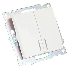 Выключатель двухклавишный Stekker Катрин с подсветкой белый GLS10-7102-01 39301 5
