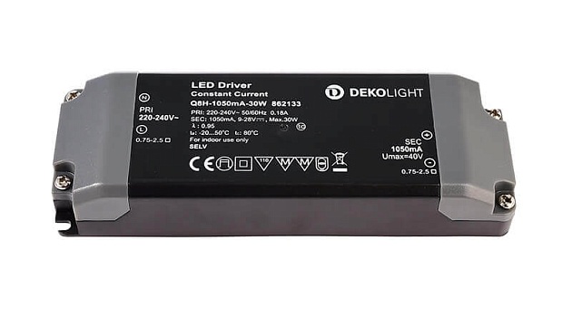 Драйвер Deko-Light Q8H-1050mA/30W 9-28V 30W IP20 1,05A 862133 фото 