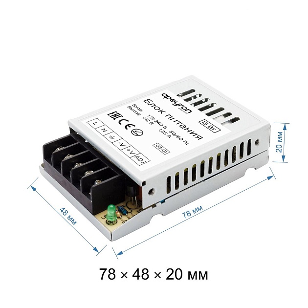 Блок питания Apeyron 12V 15W IP20 1,25 03-01 Фото № 14