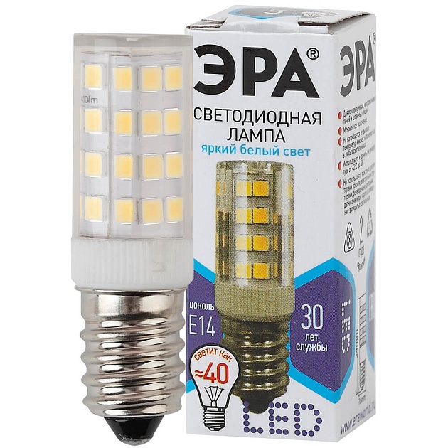 Лампа светодиодная ЭРА E14 5W 4000K прозрачная LED T25-5W-CORN-840-E14 Б0033031 фото 2