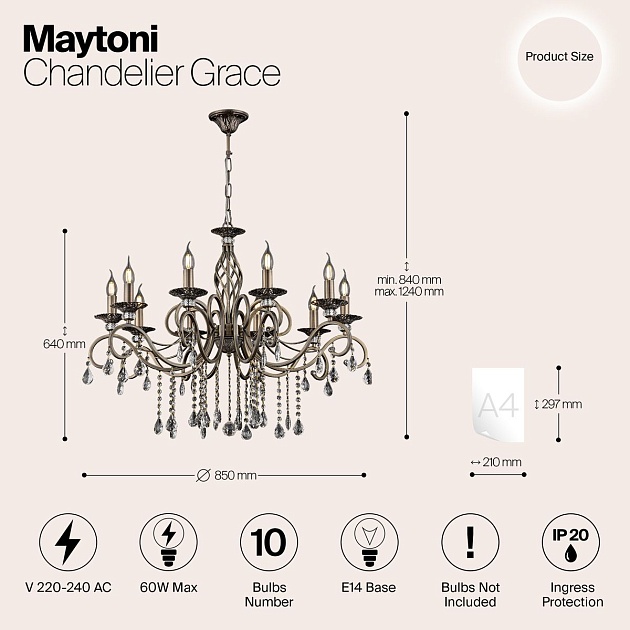 Подвесная люстра Maytoni Grace RC247-PL-10-R Фото № 2