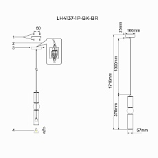 Подвесной светильник Lumien Hall Lien LH4137/1P-BK-BR 1