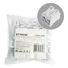 Клемма монтажная Stekker, LD294-4002, для подключения фазных проводников, 2 контактные группы (3 ввода, 3 вывода на полюс) 32733