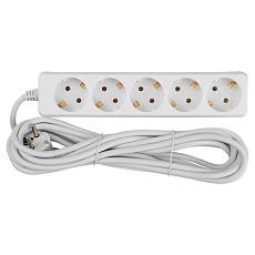 Удлинитель бытовой General GES-16-3x100-5-10m, 16А, 3х1 мм2, 5 мест, 10 метров, с заземлением, без вылючателя