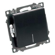 Выключатель одноклавишный Stekker Катрин с подсветкой черный GLS10-7101-05 39605 5