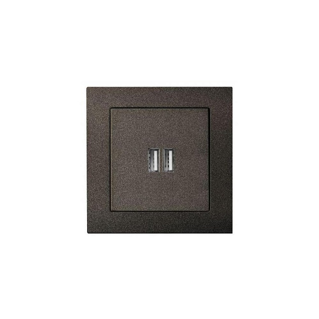 Розетка 2xUSB Liregus Epsilon антрацит 28-1136 Фото № 1