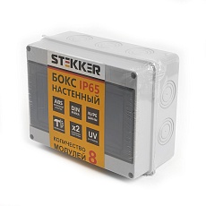 Бокс настенный STEKKER EBX50-1/08-65 8 модулей, пластик, IP65 3