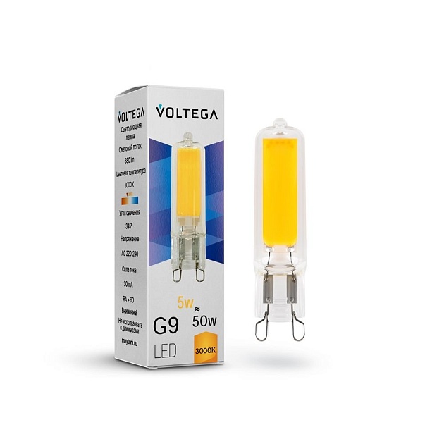Лампа светодиодная Voltega G9 5W 3000К прозрачная VG9-K2G9warm5W 7181 фото 