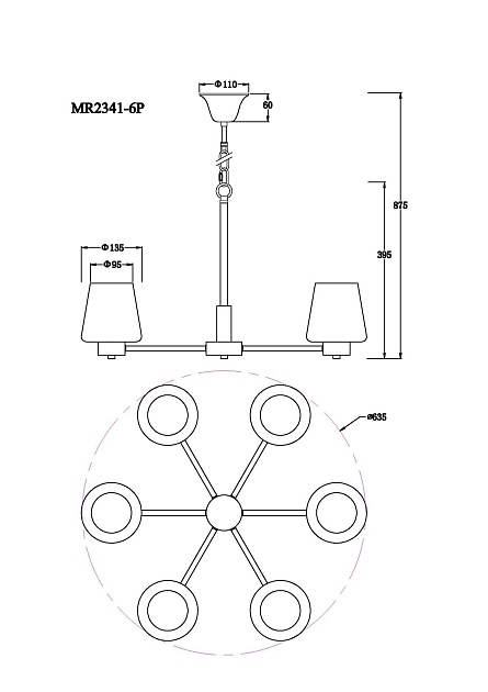 Подвесная люстра MyFar Mark MR2341-6P изображение 2 Подвесная люстра MyFar Mark MR2341-6P Фото № 2