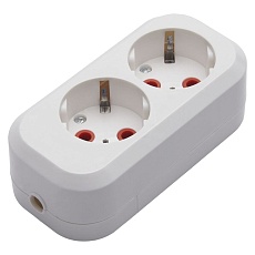 Розетка (колодка) переносная разборная 2-местная с/з Stekker, PST16-210-20, 250В, 16A, IP20, белый 39010